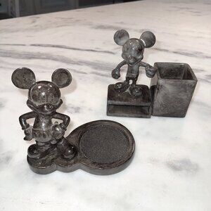 Vintage Disney Mickey Mouse Faux Marble Plastic Desk Set